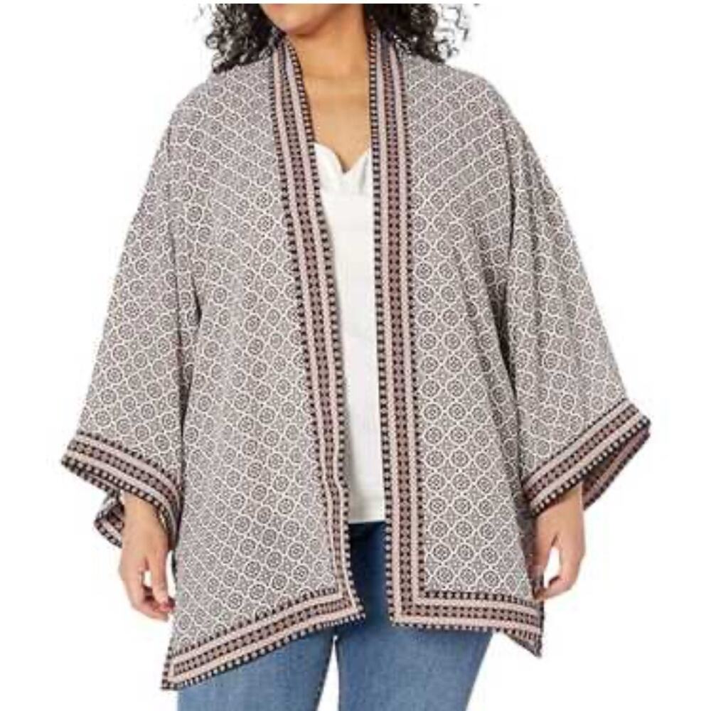 Max Studio Geo Print Open Front Plus Size Kimono Blouse Size 2X